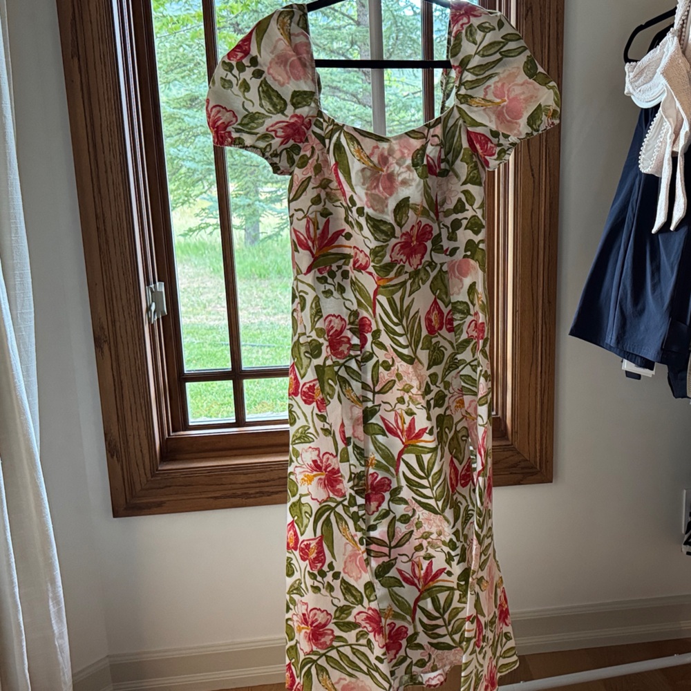 Reformation Floral Linen Midi Dress